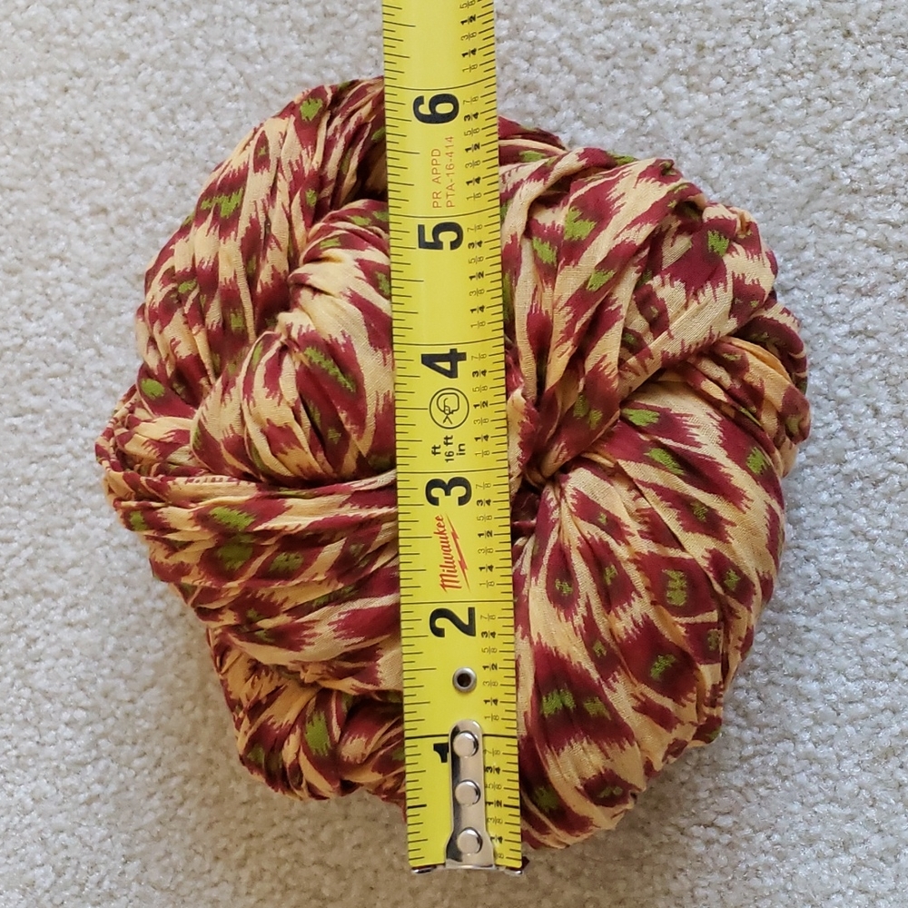 Vtg Patterned Scarf In Camel, Rust, & Green. - image 5